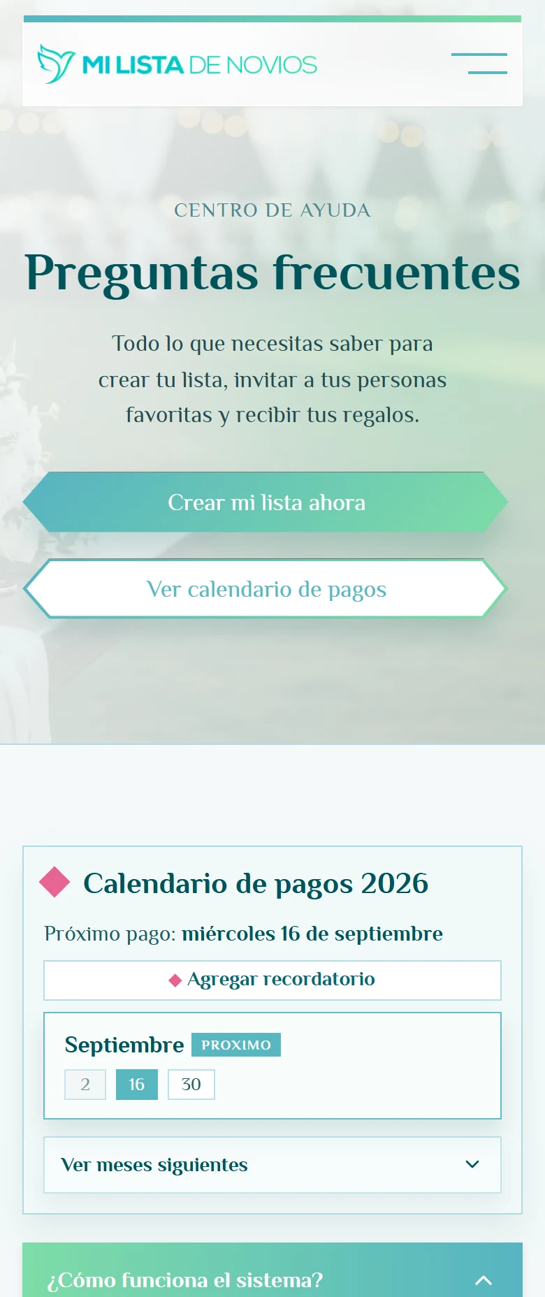 Responder dudas fuera del formulario de compra: Preguntas frecuentes, vista móvil, fragmento 1.
