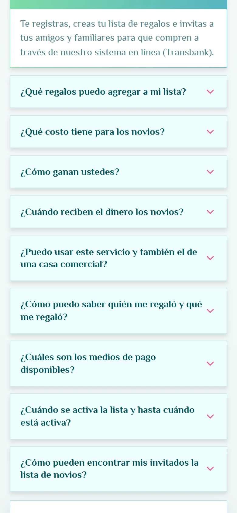 Responder dudas fuera del formulario de compra: Preguntas frecuentes, vista móvil, fragmento 2.