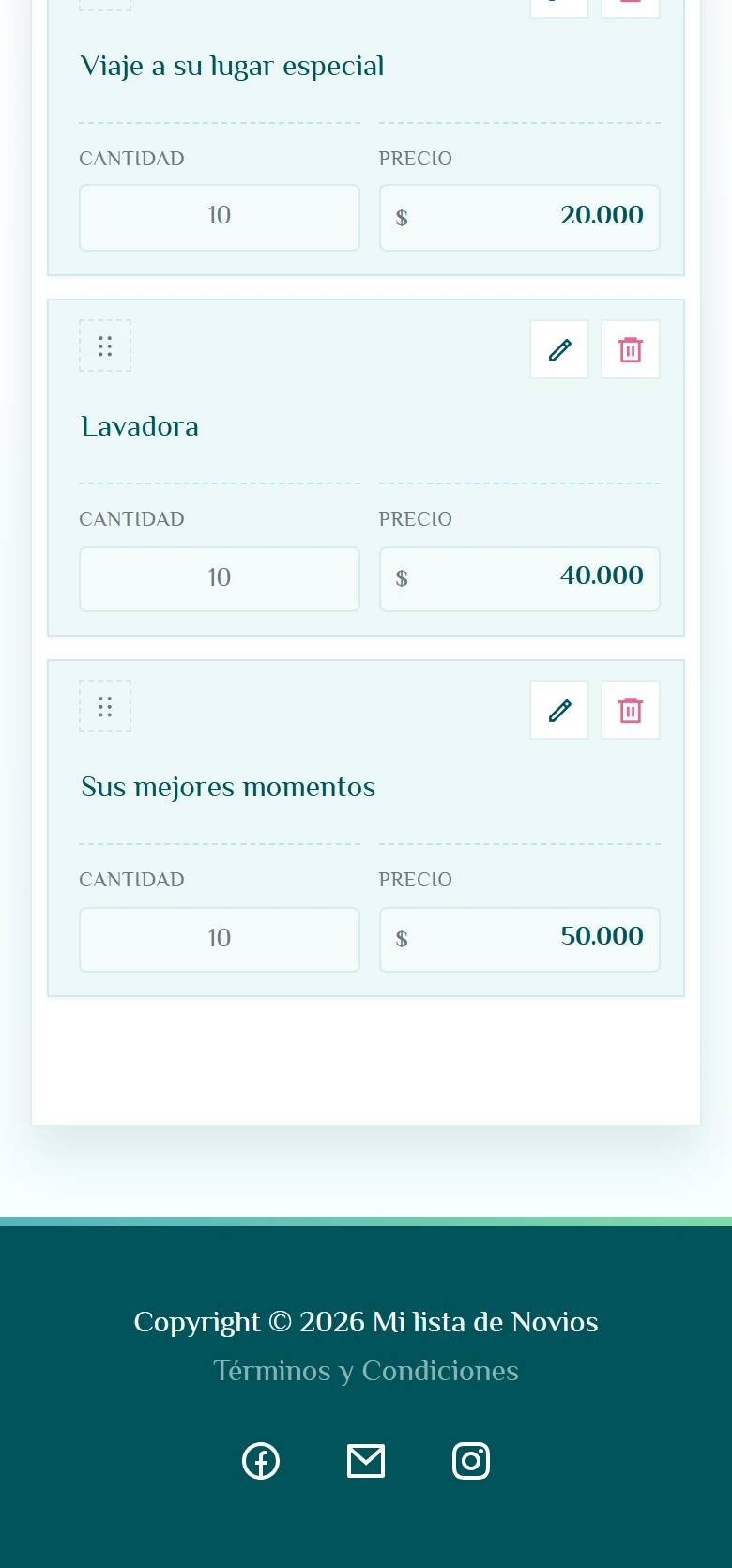 Crear regalos sin perder el control de la lista: Opciones para crear un regalo, vista móvil, fragmento 6.