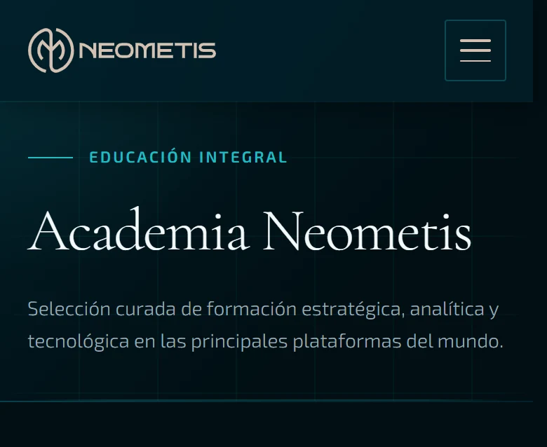 Neometis: Academia — página completa, vista móvil, fragmento 1.