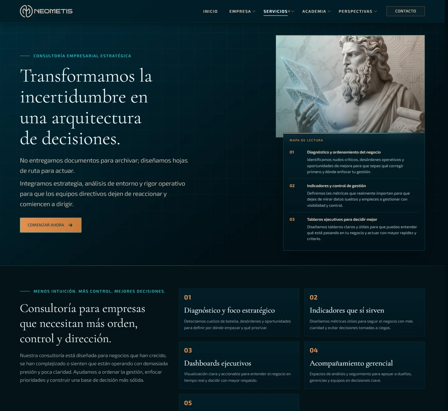 Neometis: Consultoría empresarial — página completa, vista de escritorio, fragmento 1.