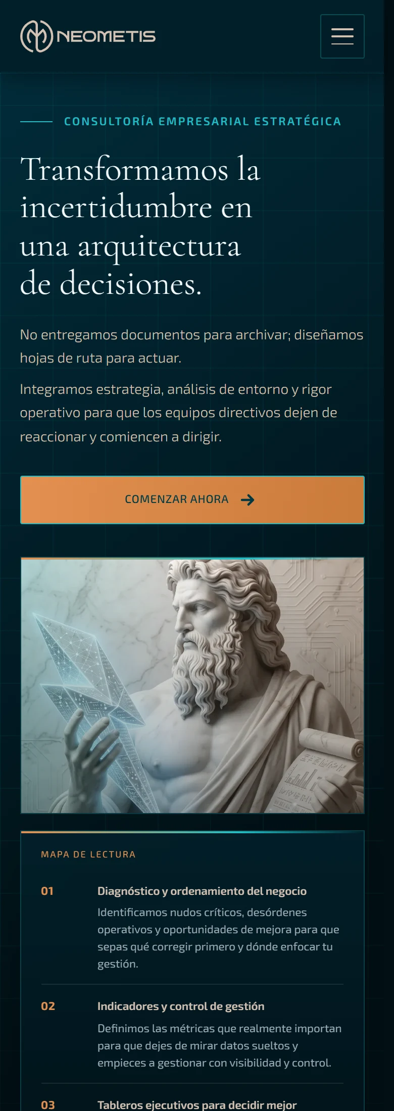 Neometis: Consultoría empresarial — página completa, vista móvil, fragmento 1.