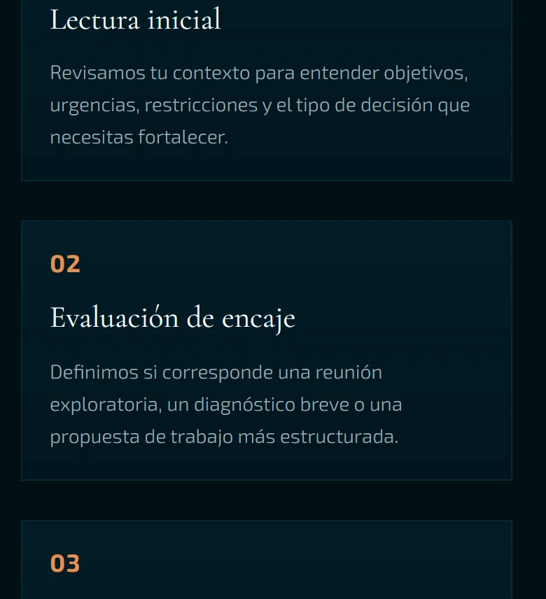 Neometis: Contacto — página completa, vista móvil, fragmento 4.