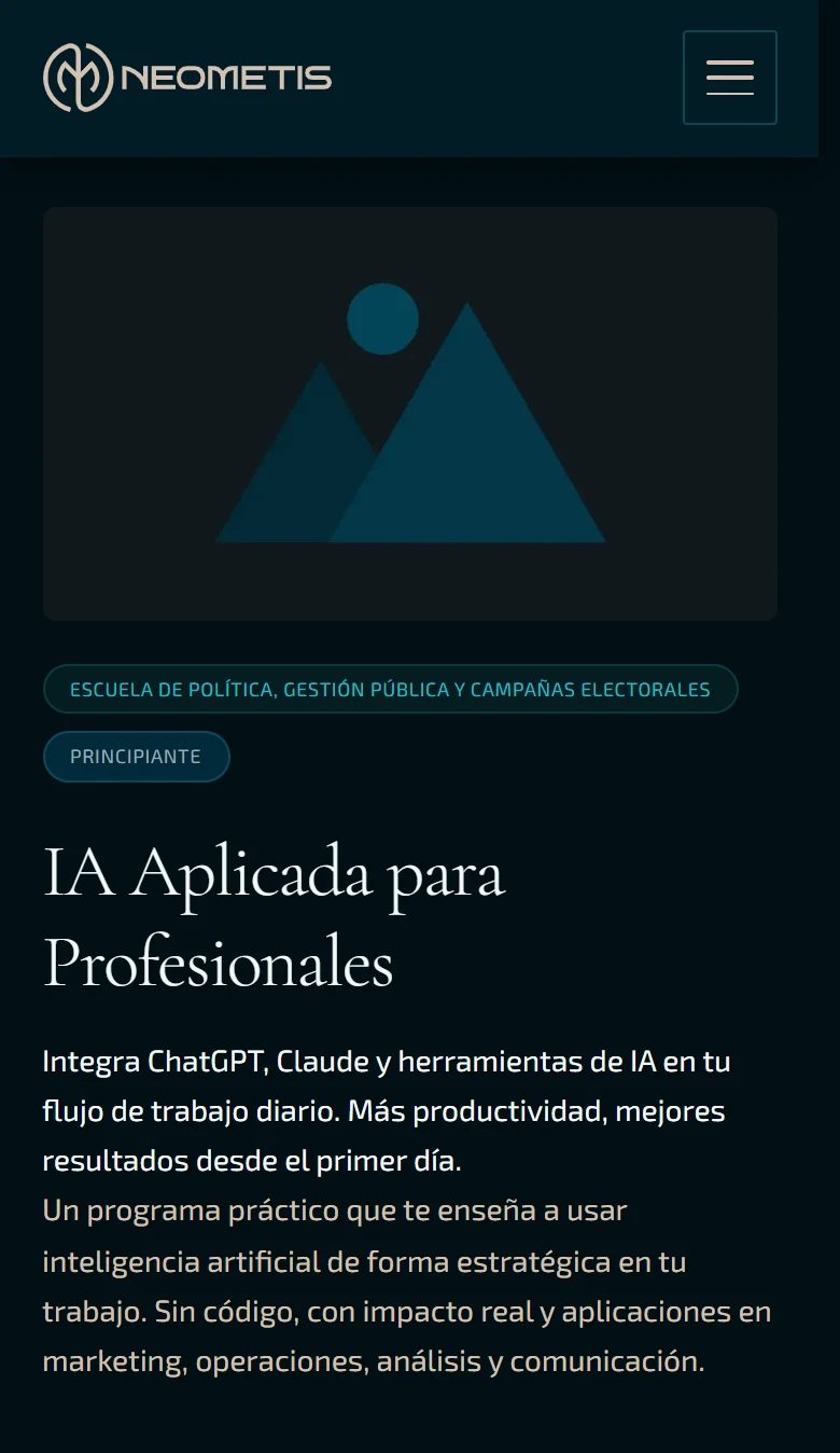 Neometis: Ficha de capacitación — página completa, vista móvil, fragmento 1.