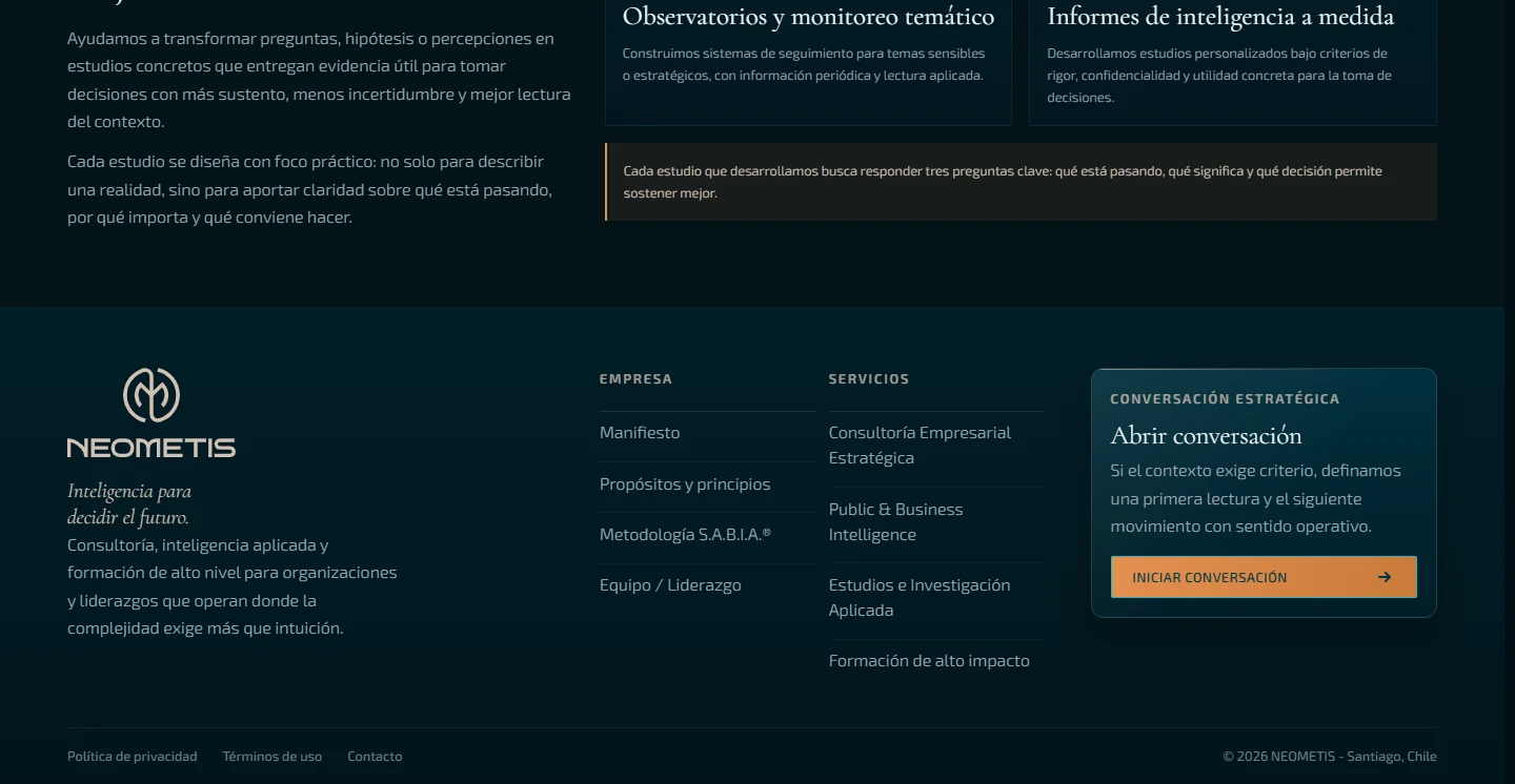 Neometis: Estudios e investigación aplicada — página completa, vista de escritorio, fragmento 2.