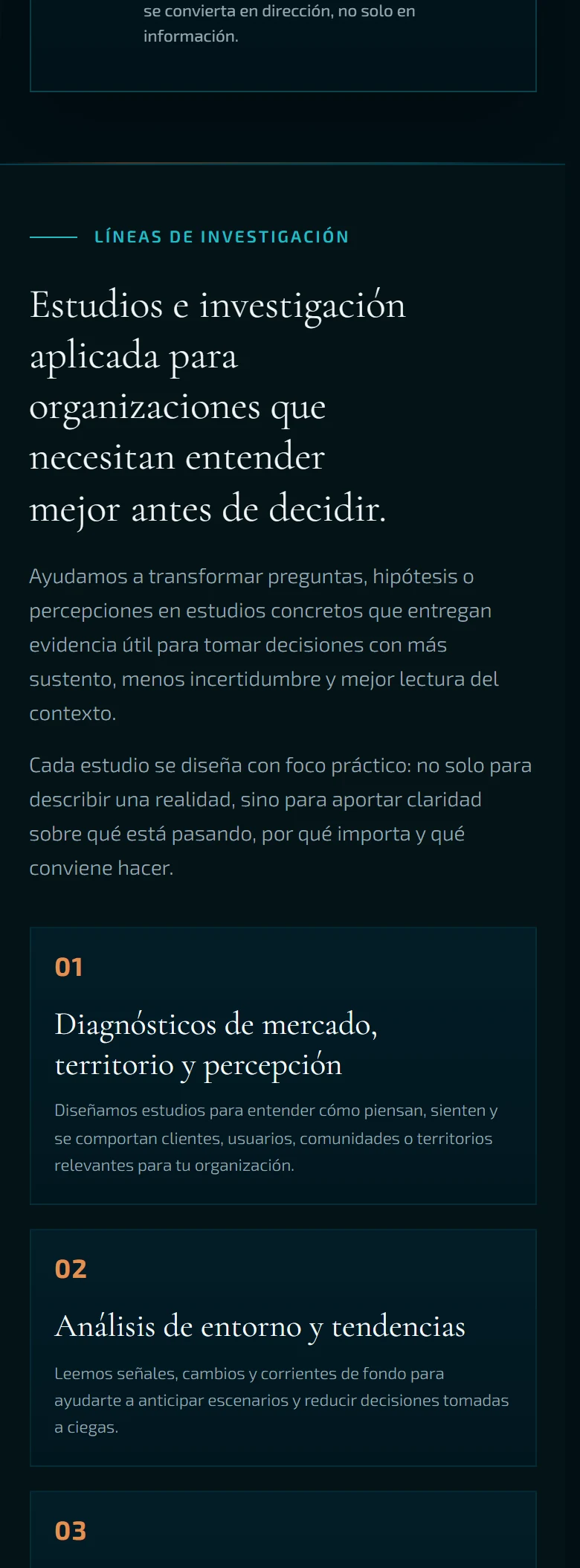 Neometis: Estudios e investigación aplicada — página completa, vista móvil, fragmento 2.