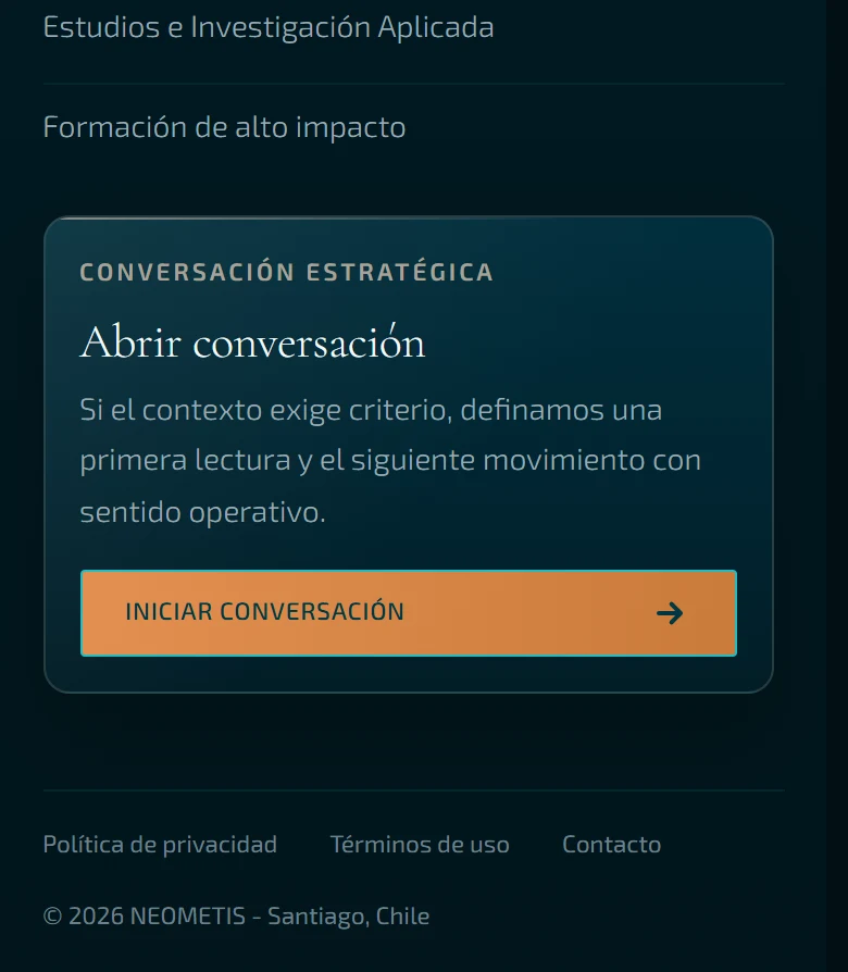 Neometis: Estudios e investigación aplicada — página completa, vista móvil, fragmento 4.