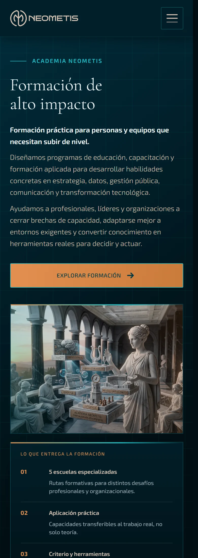 Neometis: Formación — página completa, vista móvil, fragmento 1.