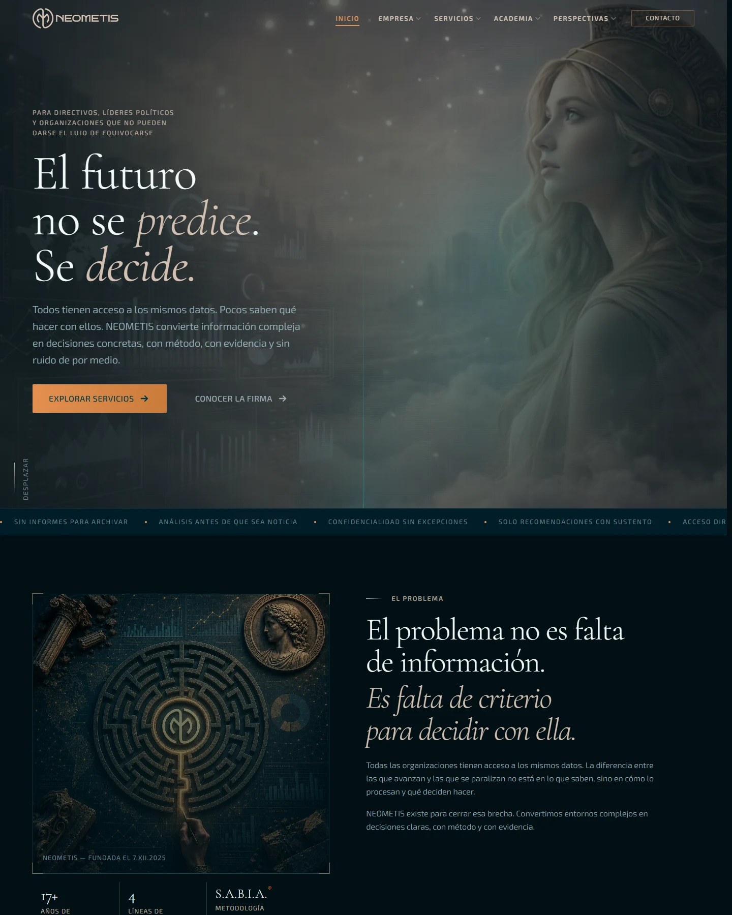 Captura del sitio web de Neometis