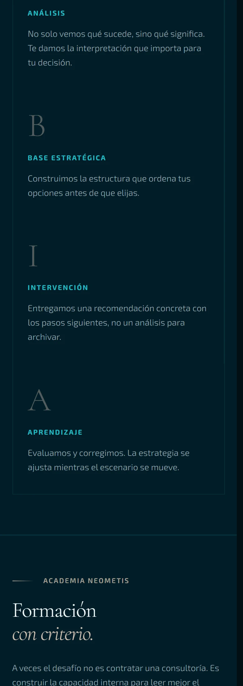 Neometis: Inicio — página completa, vista móvil, fragmento 5.