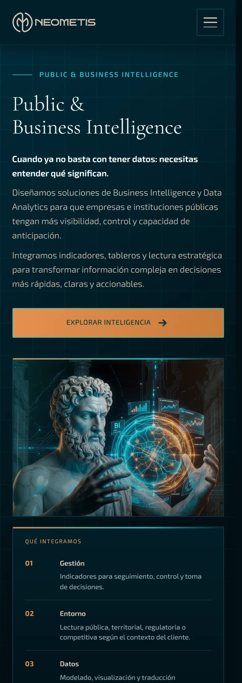 Neometis: Public & Business Intelligence — página completa, vista móvil, fragmento 1.