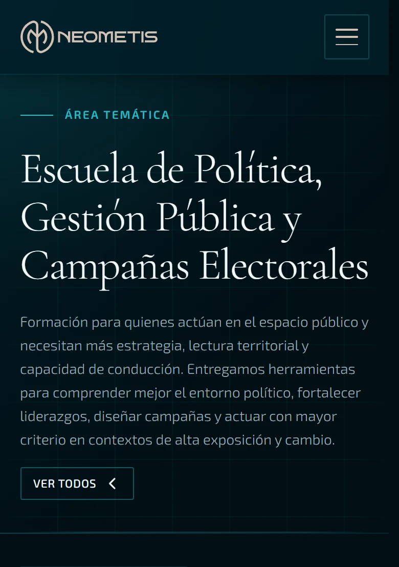 Neometis: Escuela de política — página completa, vista móvil, fragmento 1.