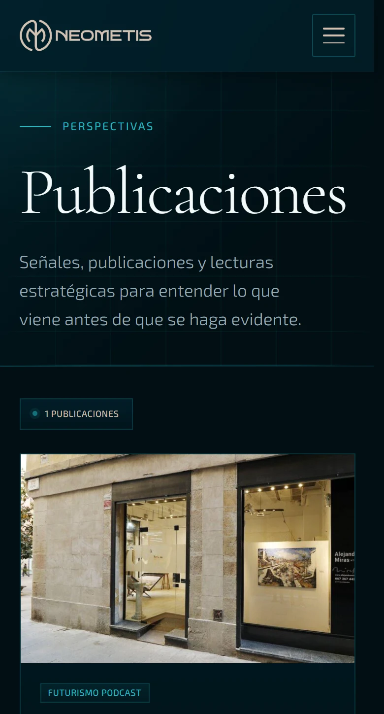 Neometis: Publicaciones — página completa, vista móvil, fragmento 1.