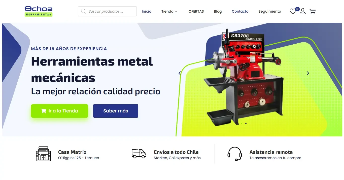 Captura del sitio web de Ochoa Herramientas