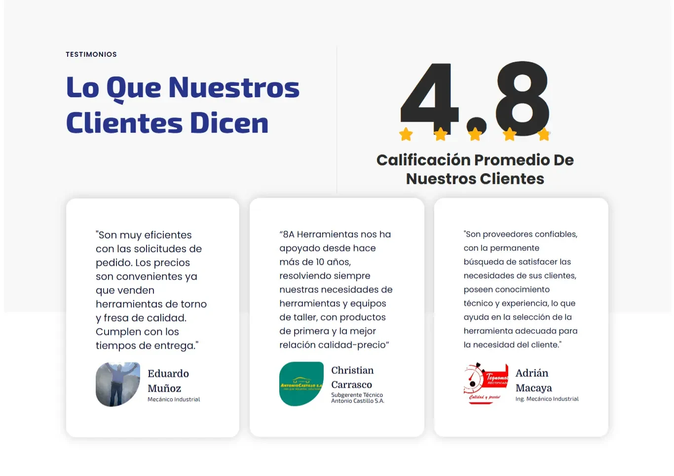 Captura del sitio web de Ochoa Herramientas