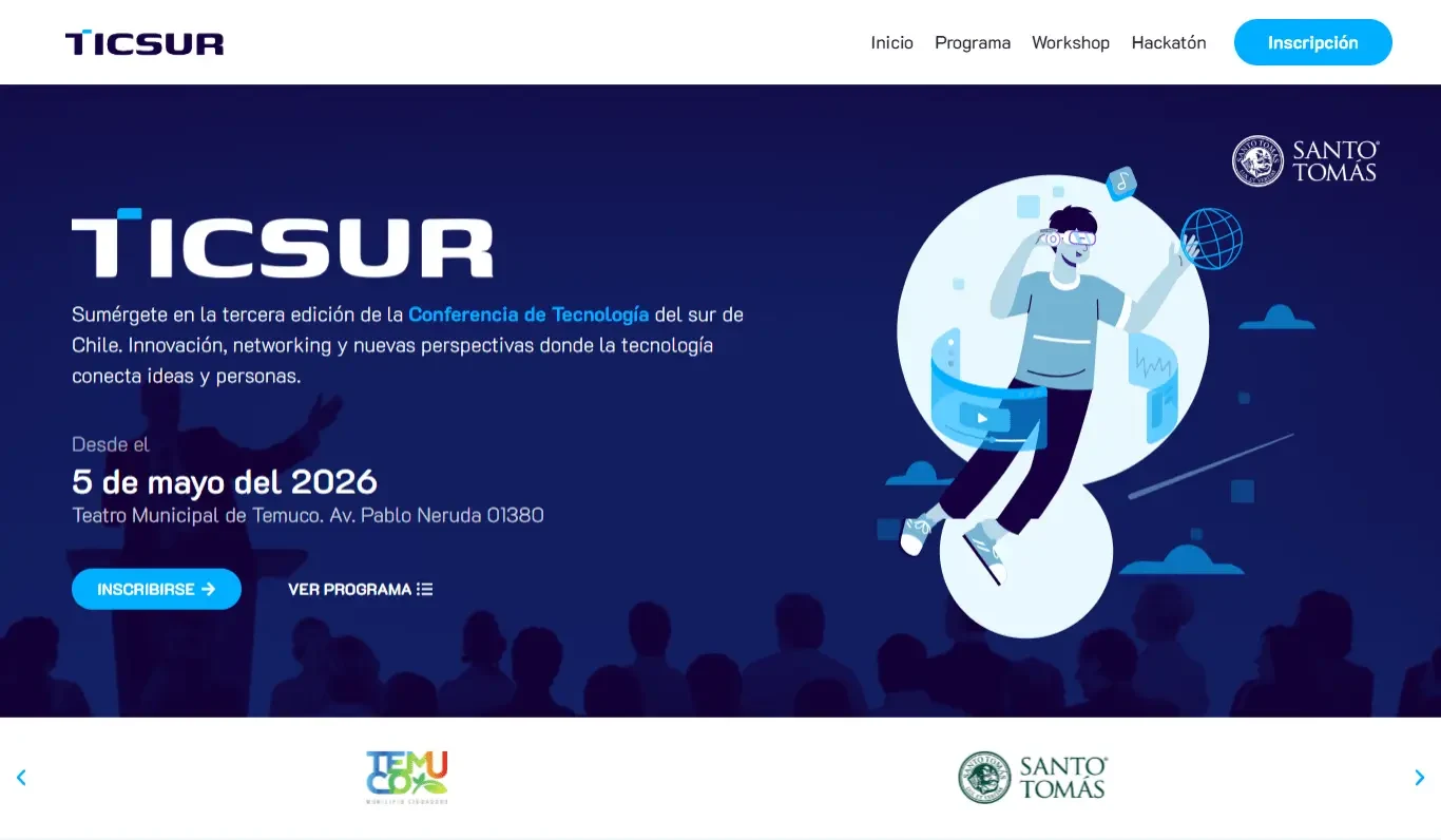 Captura del sitio web de TICSUR