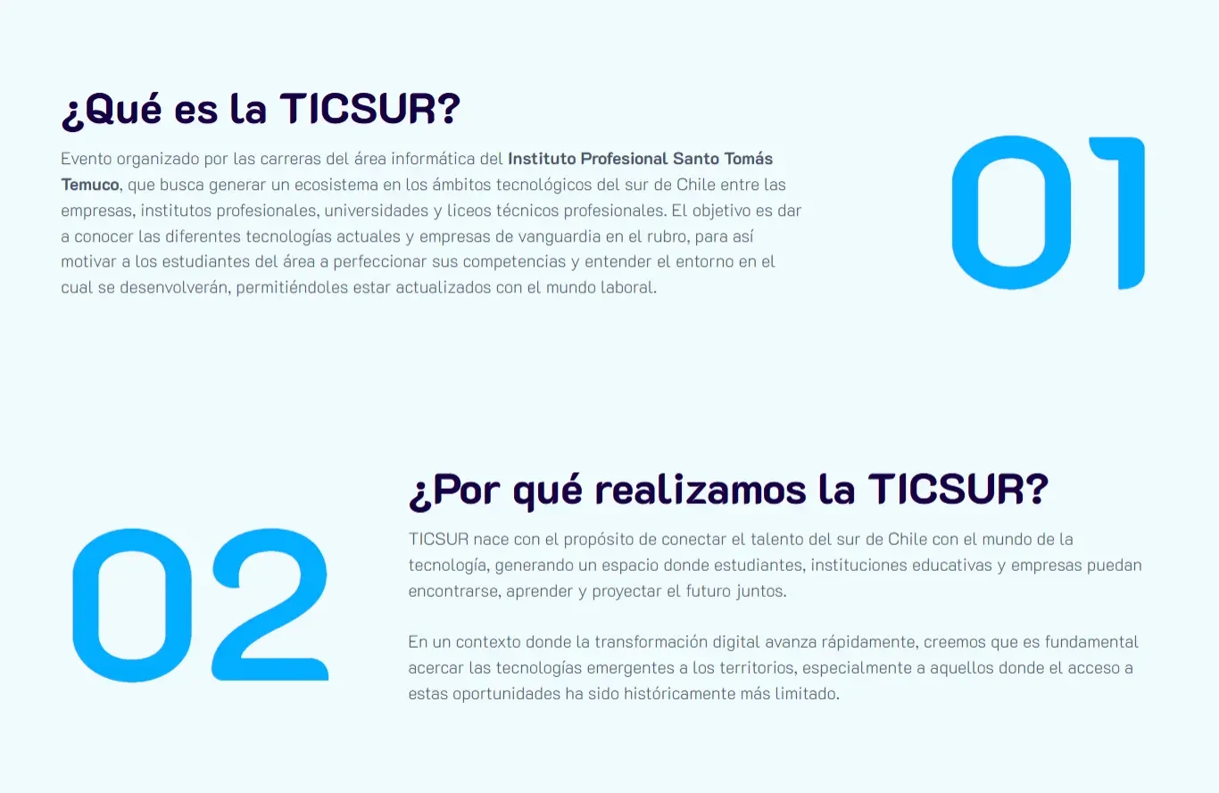Captura del sitio web de TICSUR