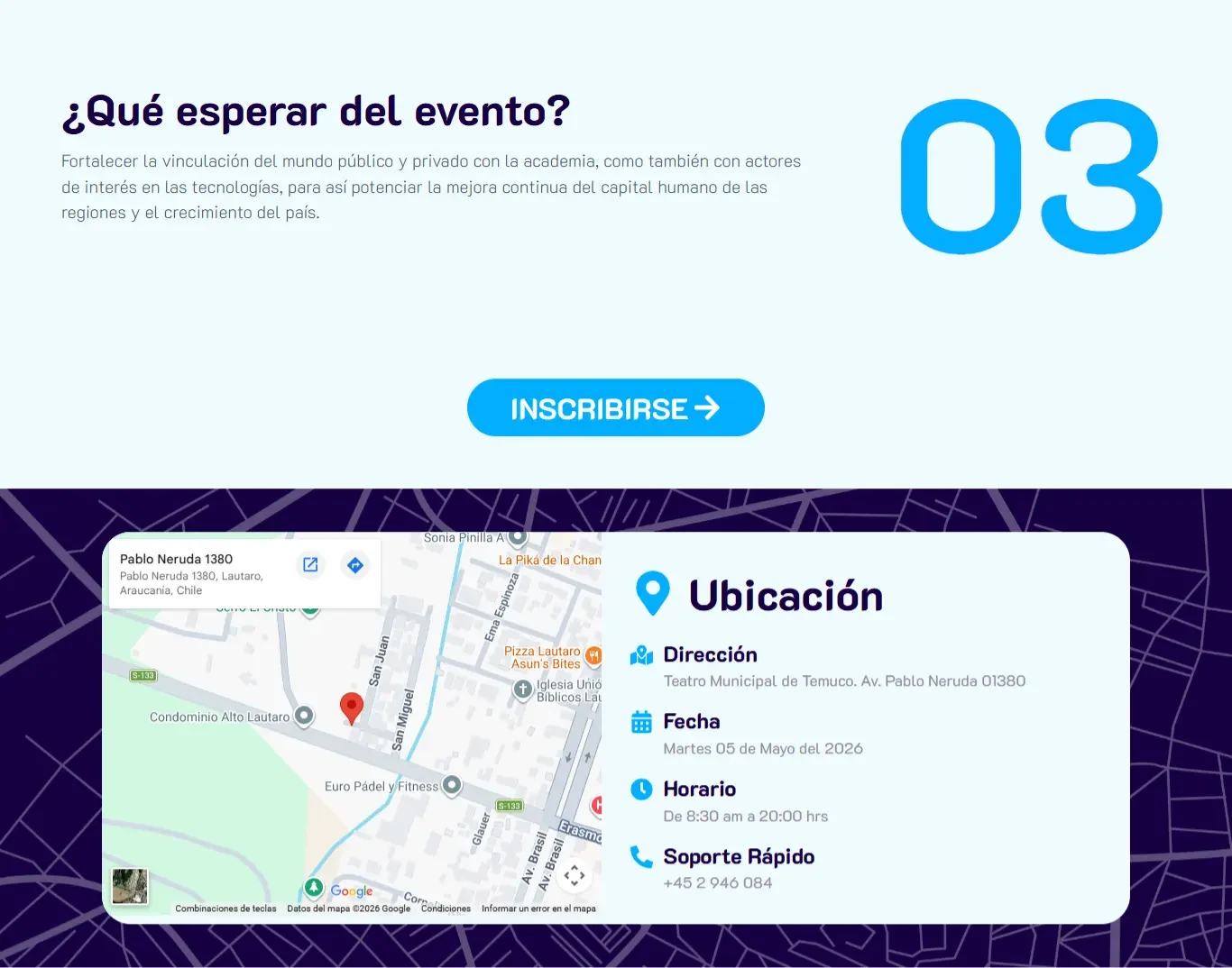 Captura del sitio web de TICSUR
