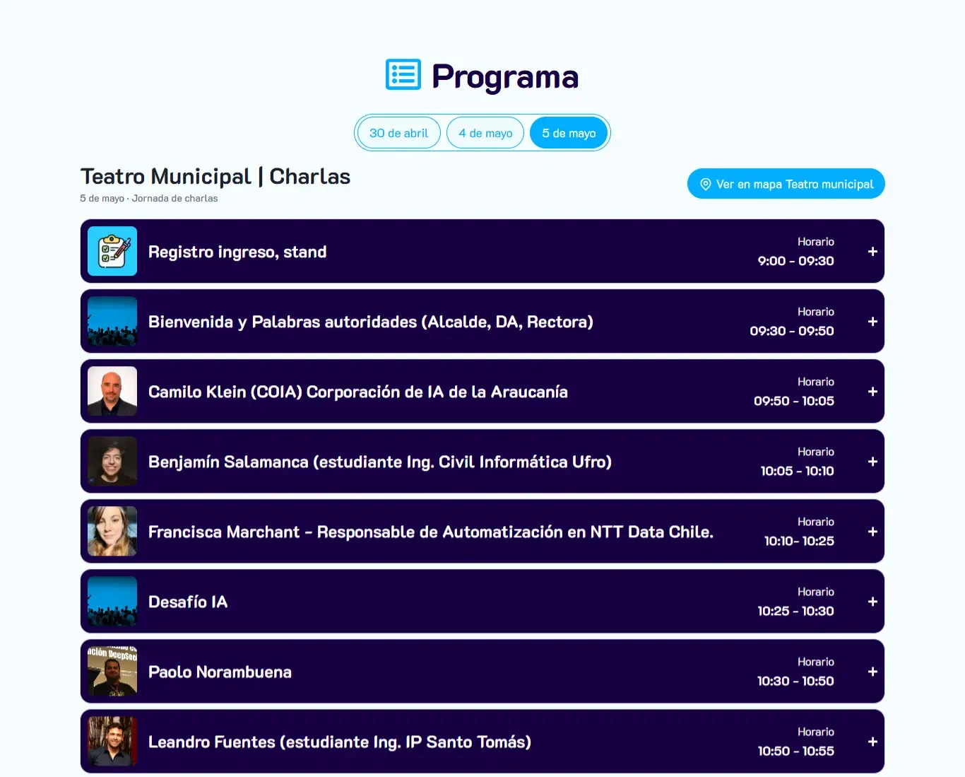 Captura del sitio web de TICSUR
