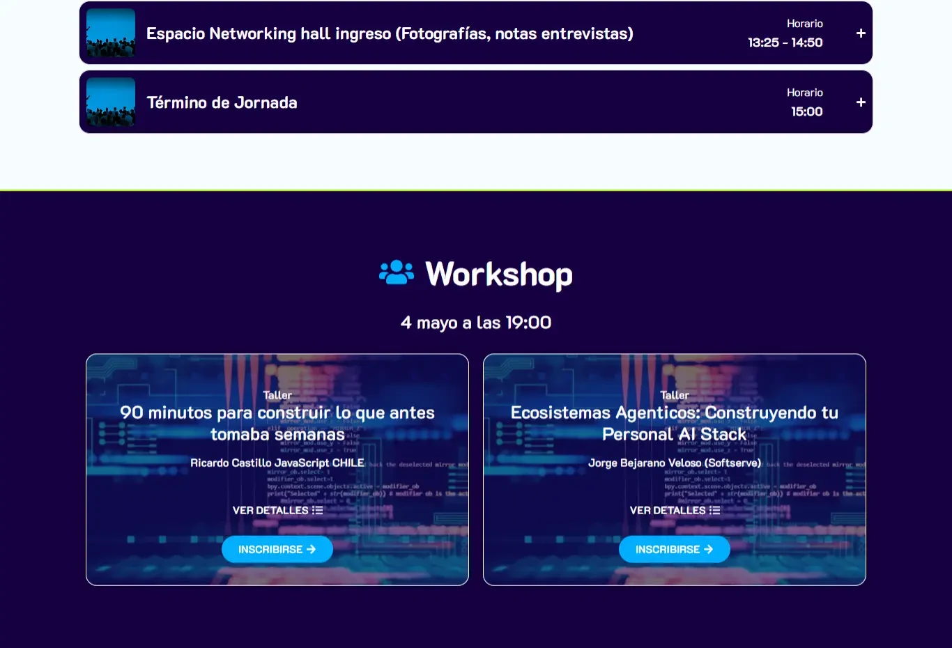 Captura del sitio web de TICSUR