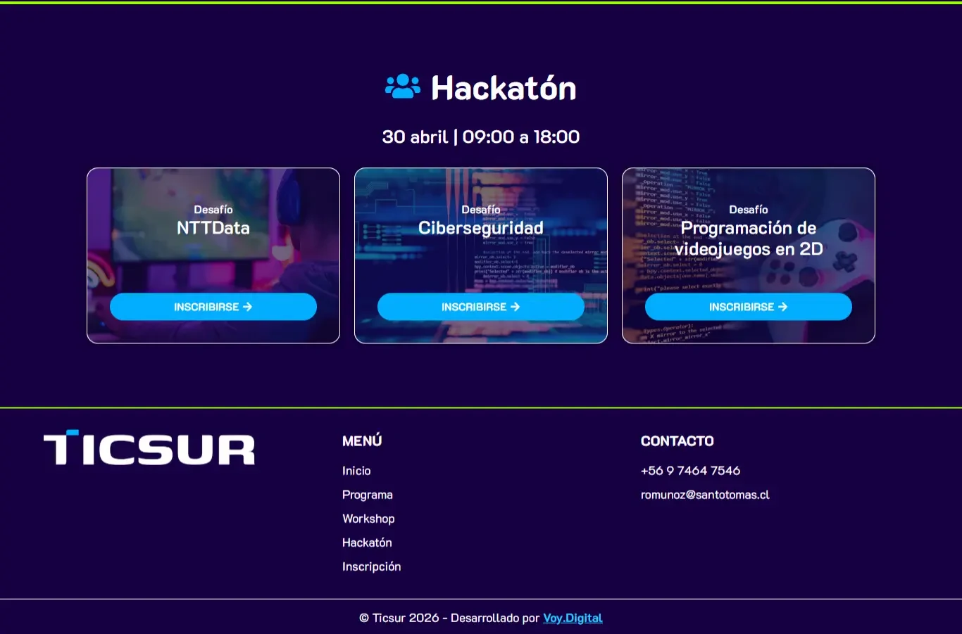 Captura del sitio web de TICSUR