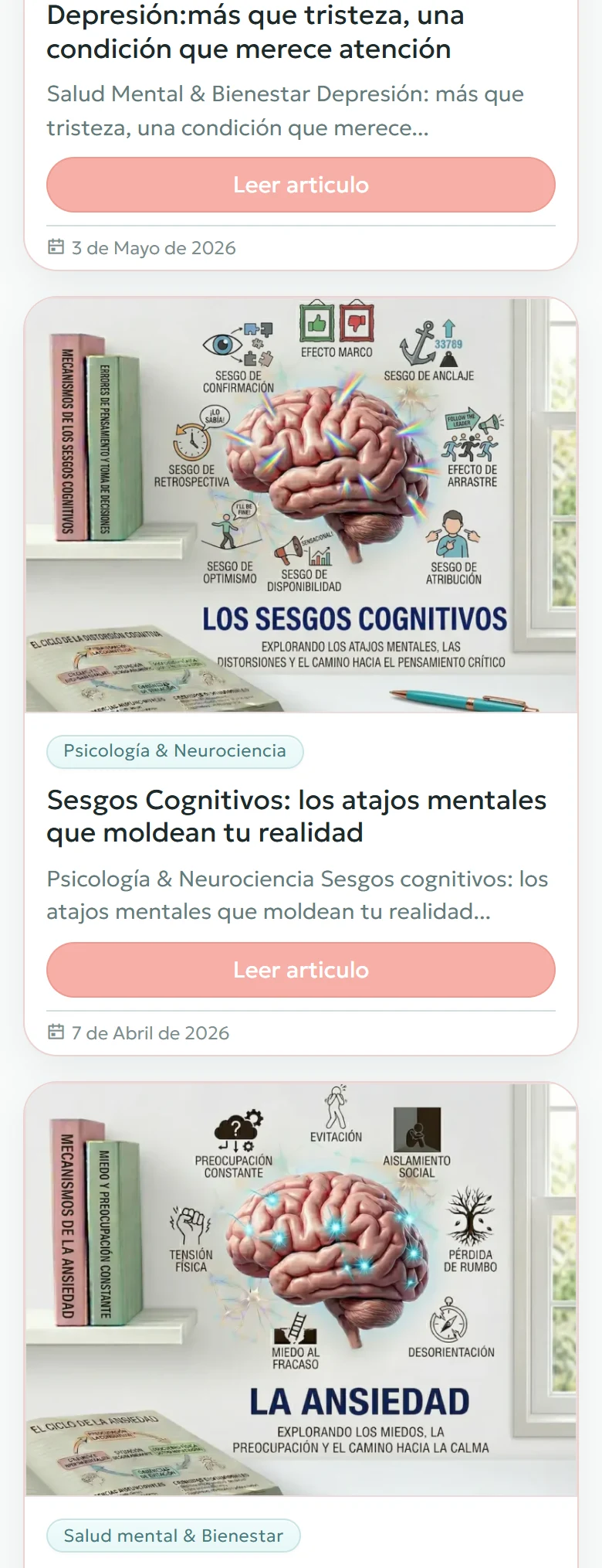 Tu Espacio Integral: Blog completo: primera página, vista móvil, fragmento 4.