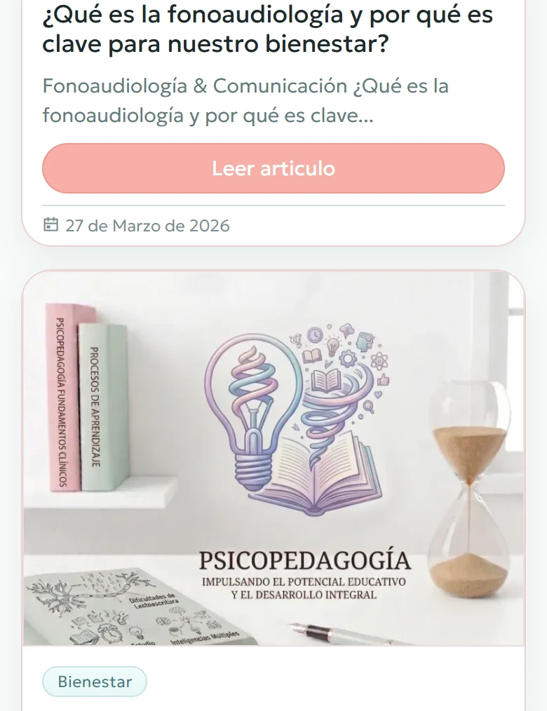 Tu Espacio Integral: Blog completo: primera página, vista móvil, fragmento 6.