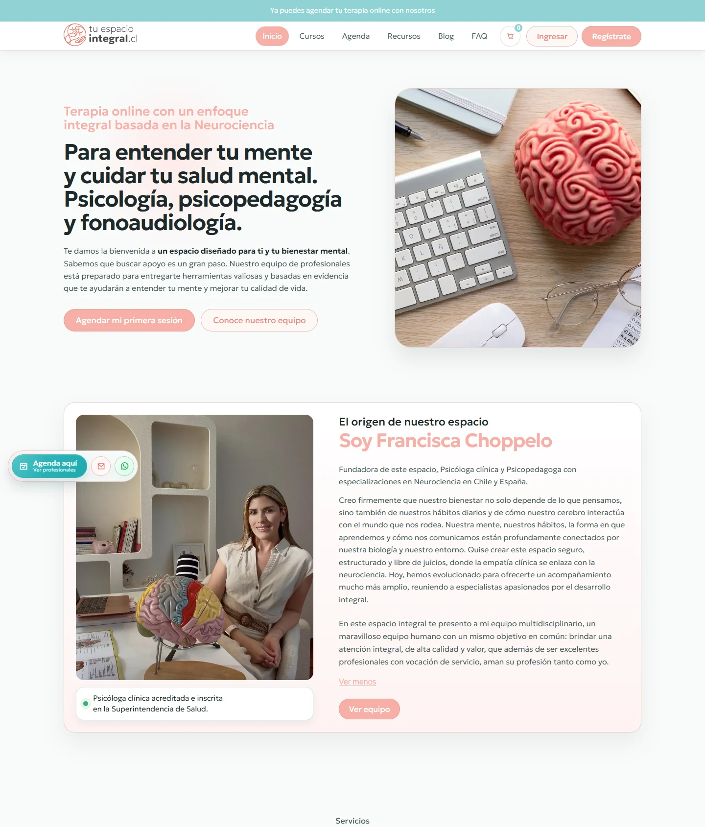 Captura del sitio web de Tu Espacio Integral