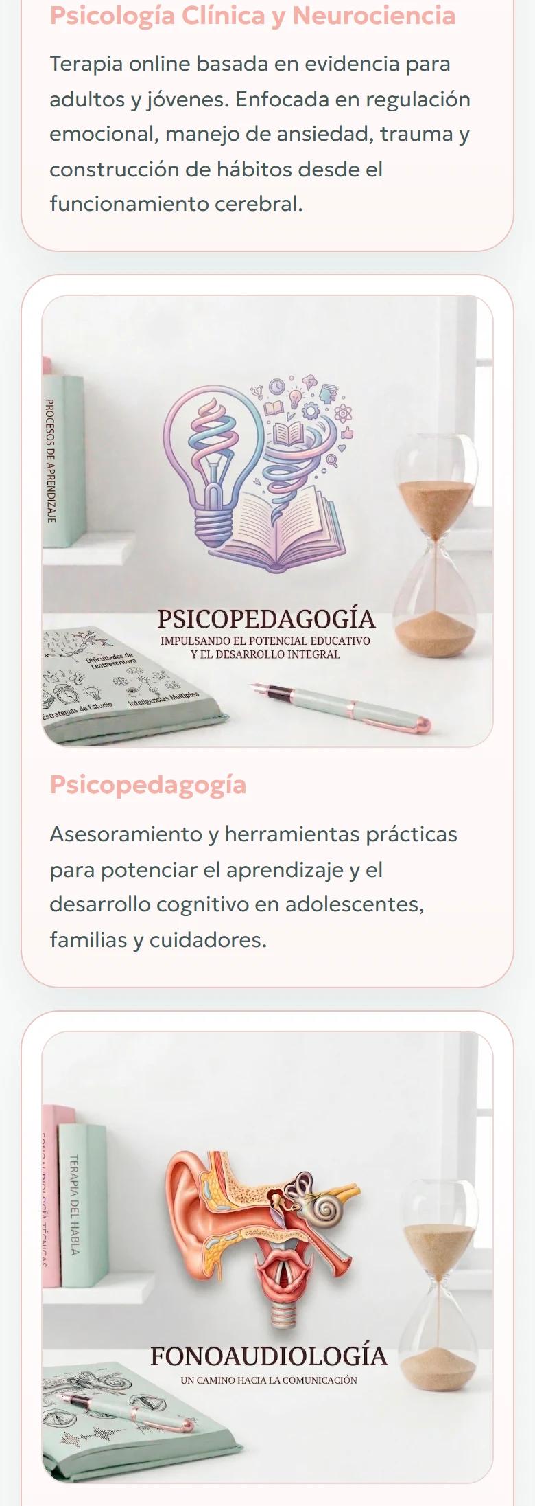 Tu Espacio Integral: Inicio completo, vista móvil, fragmento 5.