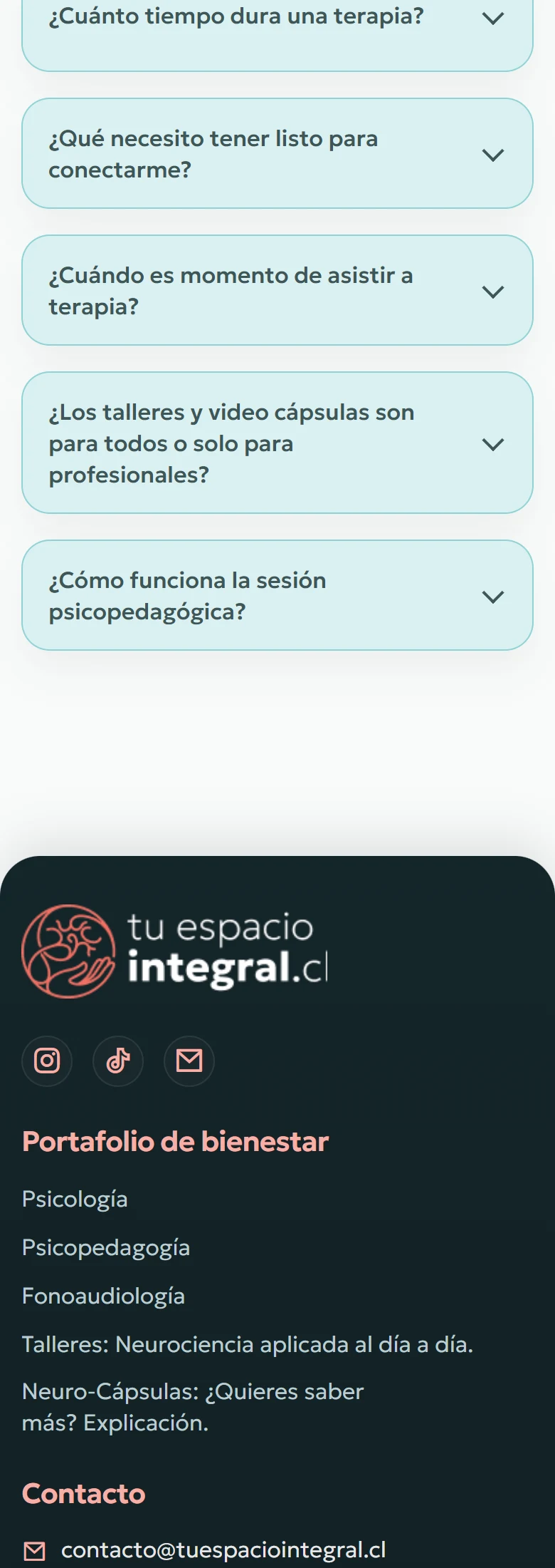 Tu Espacio Integral: Inicio completo, vista móvil, fragmento 19.